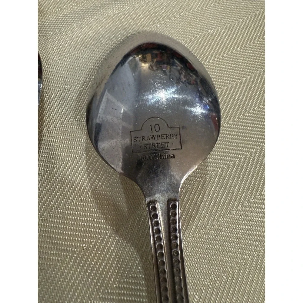 10 Strawberry Street Flatware Table Spoon Beaded Edge-Stainless Steel (Set of 4)